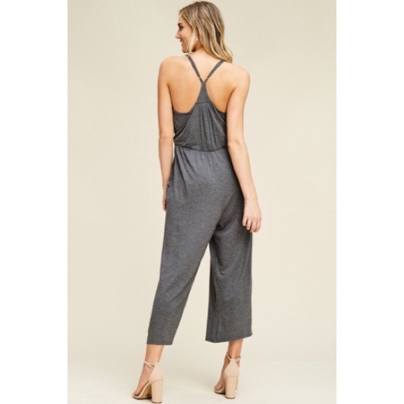 Cora Waist Tie Jumpsuit - Dark Gray - Picture 3 of 5